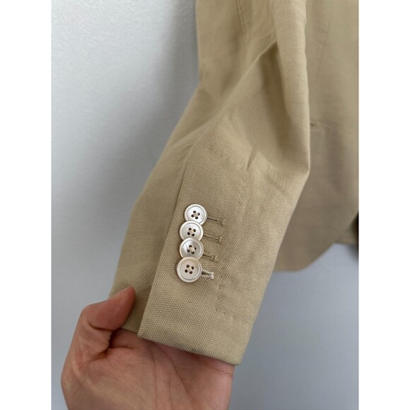 GANT Linen Cotton Unstructured Two Button Blazer Beige Tan Wedding Men's Size 52 - Picture 5 of 11